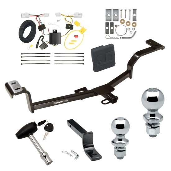 Trailer Tow Hitch For 12-17 Hyundai Accent 4 Dr. Sedan Deluxe Package Wiring 2" and 1-7/8" Ball and Lock