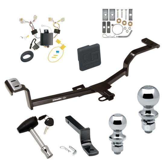 Trailer Tow Hitch For 13-17 Hyundai Accent 5 Dr. Hatchback Deluxe Package Wiring 2" and 1-7/8" Ball and Lock