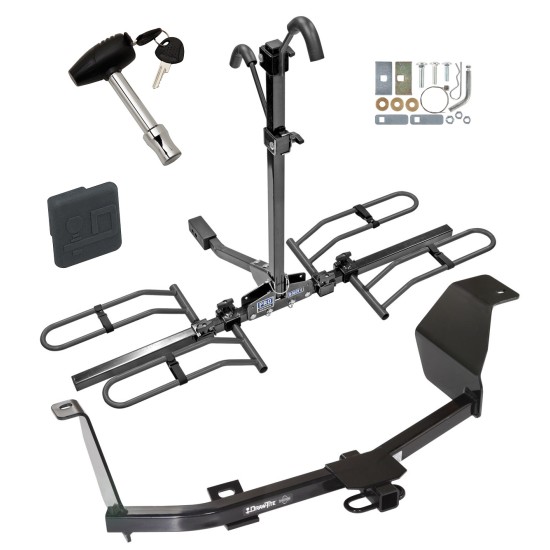 Trailer Tow Hitch For 12-21 Nissan Versa 4 Dr. Sedan Platform Style 2 Bike Rack w/ Hitch Lock and Cover