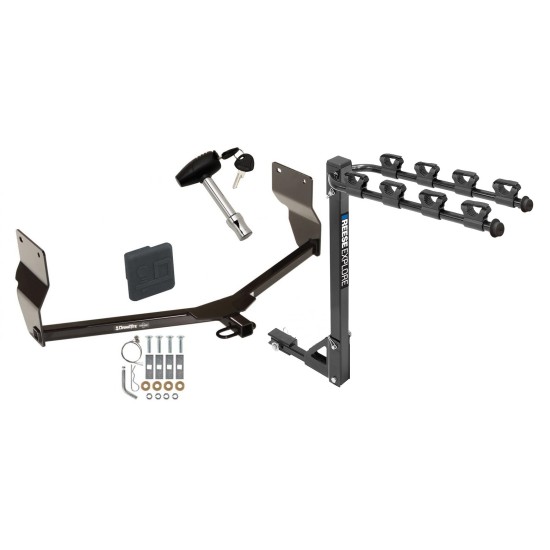 Trailer Tow Hitch w/ 4 Bike Rack For 13-16 Dodge Dart tilt away adult or child arms fold down carrier w/ Lock and Cover