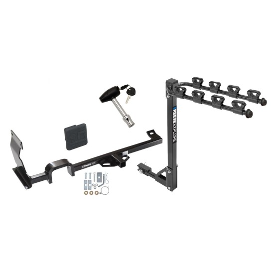 Trailer Tow Hitch w/ 4 Bike Rack For 11-17 Nissan JUKE FWD Except Nismo and RS tilt away adult or child arms fold down carrier w/ Lock and Cover