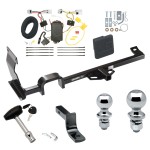 Trailer Tow Hitch For 11-17 Nissan JUKE FWD Except Nismo and RS Deluxe Package Wiring 2" and 1-7/8" Ball and Lock