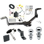 Trailer Tow Hitch For 13-15 Honda Accord Except w/LED Taillights Deluxe Package Wiring 2" and 1-7/8" Ball and Lock