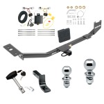 Trailer Tow Hitch For 13-19 Nissan Sentra S SL SV Excluding SR, SR Turbo and Nismo 20-23 S Deluxe Package Wiring 2" and 1-7/8" Ball and Lock