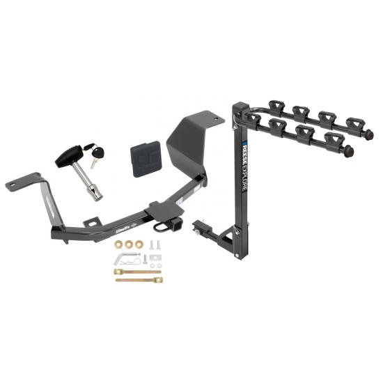 Trailer Tow Hitch w/ 4 Bike Rack For 14-19 Nissan Versa Note tilt away adult or child arms fold down carrier w/ Lock and Cover