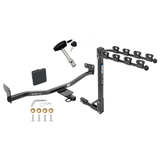 Trailer Tow Hitch w/ 4 Bike Rack For 14-19 KIA Soul tilt away adult or child arms fold down carrier w/ Lock and Cover