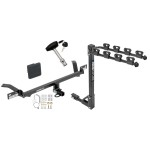 Trailer Tow Hitch w/ 4 Bike Rack For 15-22 Volkswagen Golf Except Sportwagen 16-17 GTI tilt away adult or child arms fold down carrier w/ Lock and Cover