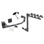 Trailer Tow Hitch w/ 4 Bike Rack For 15-18 Volkswagen Jetta 4 Dr. Sedan Except Hybrid TDI tilt away adult or child arms fold down carrier w/ Lock and Cover