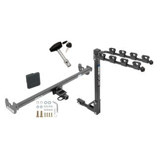 Trailer Tow Hitch w/ 4 Bike Rack For 15-19 Toyota Yaris Except SE 20-22 Yaris Sedan tilt away adult or child arms fold down carrier w/ Lock and Cover