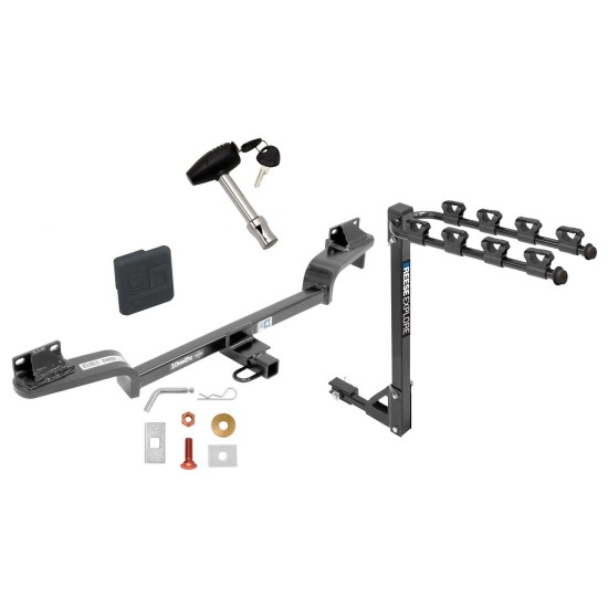 Trailer Tow Hitch w/ 4 Bike Rack For 16-21 Mazda CX-3 tilt away adult or child arms fold down carrier w/ Lock and Cover