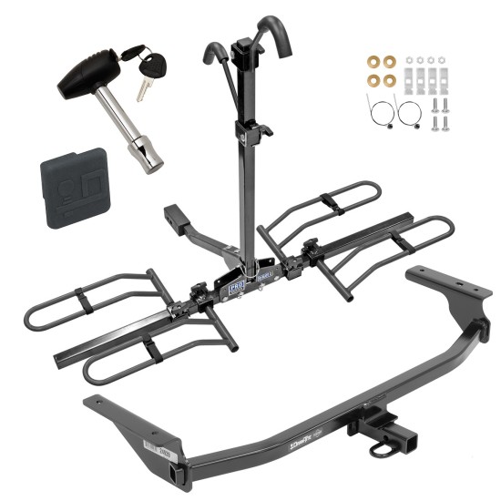 Trailer Tow Hitch For 17-20 Hyundai Elantra 4 Dr. Platform Style 2 Bike Rack w/ Hitch Lock and Cover