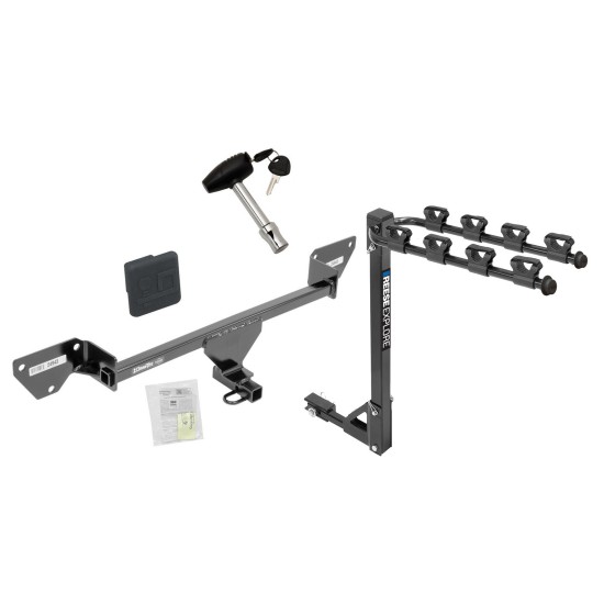 Trailer Tow Hitch w/ 4 Bike Rack For 16-19 Chevy Cruze tilt away adult or child arms fold down carrier w/ Lock and Cover