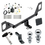 Trailer Tow Hitch For 16-21 Honda Civic Sedan Except w/Center Exhaust Deluxe Package Wiring 2" and 1-7/8" Ball and Lock