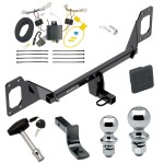 Trailer Tow Hitch For 2016 Honda Civic Coupe Except w/Center Exhaust Deluxe Package Wiring 2" and 1-7/8" Ball and Lock