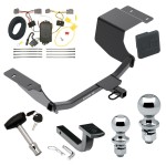 Trailer Tow Hitch For 11-13 Ford Fiesta 5 Dr. Hatchback Deluxe Package Wiring 2" and 1-7/8" Ball and Lock