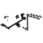 Trailer Tow Hitch w/ 4 Bike Rack For 10-21 Toyota Prius 12-20 Prius V 12-15 Plug-In tilt away adult or child arms fold down carrier w/ Lock and Cover