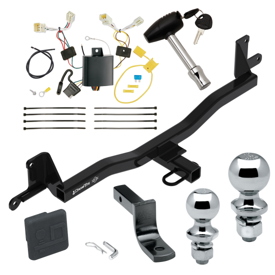 Trailer Tow Hitch For 12-20 Toyota Prius C Deluxe Package Wiring 2" and 1-7/8" Ball and Lock