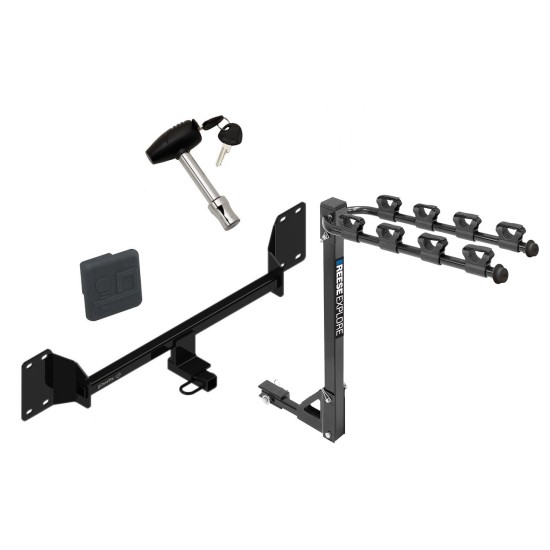 Trailer Tow Hitch w/ 4 Bike Rack For 18-22  Honda Accord tilt away adult or child arms fold down carrier w/ Lock and Cover