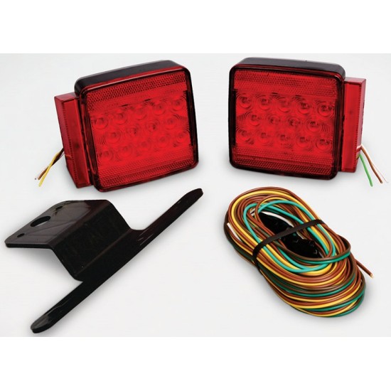 Wesbar Complete LED Trailer Taillight Kit Submersible Under 80in w/25ft Wire Harness 