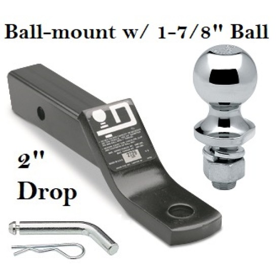 Class 3 Ball-mount Combo w/ 2" Drop and 1-7/8" Trailer Hitch Ball fits 2" Receiver