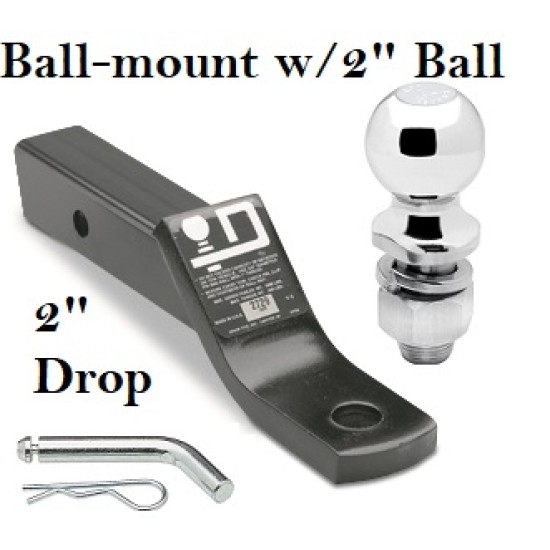 Class 3 Ball-mount Combo w/ 2" Drop and 2" Trailer Hitch Ball fits 2" Receiver