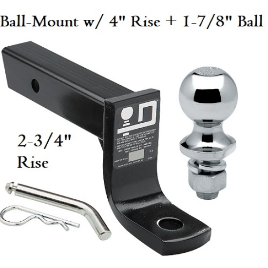 Class 3 Ball-mount Combo w/ 4" Drop and 1-7/8" Trailer Hitch Ball fits 2" Receiver
