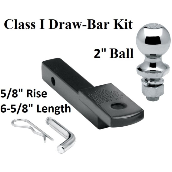 Class 1 Drawbar kit w/ 2" Trailer Hitch Ball 5/8" Rise 1-1/4" Receiver Mount