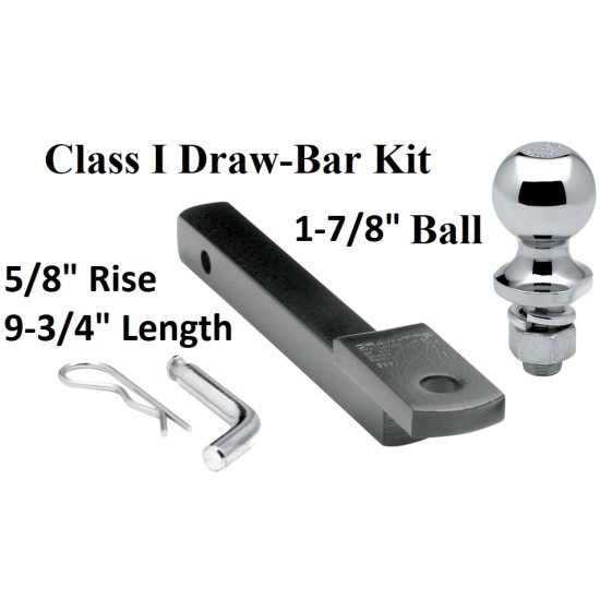 Class 1 Drawbar kit w/ 1-7/8" Trailer Hitch Ball 5/8" Rise 1-1/4" Mount Receiver
