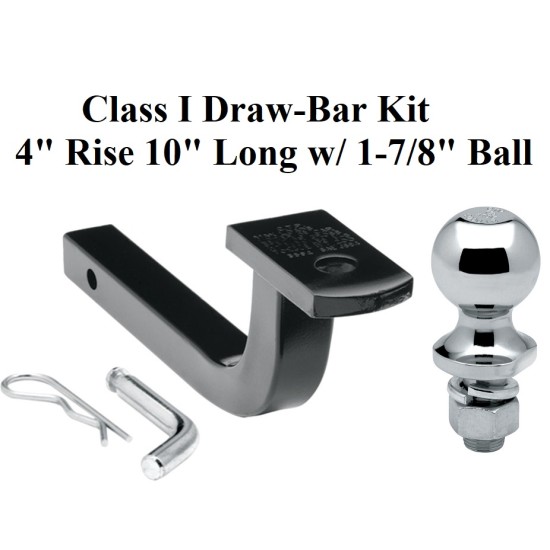 Class 1 Drawbar kit w/ 1-7/8" Trailer Hitch Ball 4" Rise 1-1/4" Receiver Mount