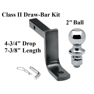 Class 2 Drawbar kit w/ 2" Trailer Hitch Ball 4-3/4" Drop 1-1/4" Receiver Mount