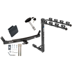 Trailer Tow Hitch w/ 4 Bike Rack For 93-04 Volvo 580 C70 S70 V70 tilt away adult or child arms fold down carrier w/ Lock and Cover