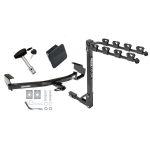 Trailer Tow Hitch w/ 4 Bike Rack For 96-07 Chrysler Dodge Plymouth Town & Country Grand Caravan Voyager tilt away adult or child arms fold down carrier w/ Lock and Cover