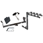 Trailer Tow Hitch w/ 4 Bike Rack For 01-09 Volvo S60 01-07 V70 03-07 XC70 tilt away adult or child arms fold down carrier w/ Lock and Cover