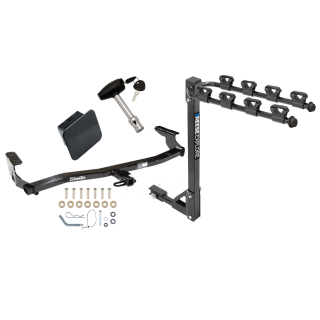 Trailer Tow Hitch w/ 4 Bike Rack For 98-08 Subaru Forester Class 2 tilt away adult or child arms fold down carrier w/ Lock and Cover