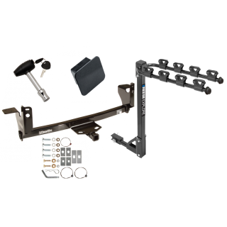 Trailer Tow Hitch w/ 4 Bike Rack For 05-09 Pontiac G6 tilt away adult or child arms fold down carrier w/ Lock and Cover