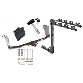 Trailer Tow Hitch w/ 4 Bike Rack For 11-21 Mitsubishi Outlander Sport 11-14 RVR tilt away adult or child arms fold down carrier w/ Lock and Cover