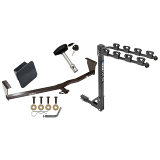 Trailer Tow Hitch w/ 4 Bike Rack For 11-13 KIA Sorento EX SX V6 Class 2 tilt away adult or child arms fold down carrier w/ Lock and Cover