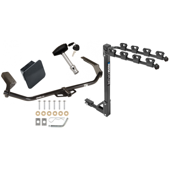 Trailer Tow Hitch w/ 4 Bike Rack For 09-16 Toyota Venza Class 2 tilt away adult or child arms fold down carrier w/ Lock and Cover