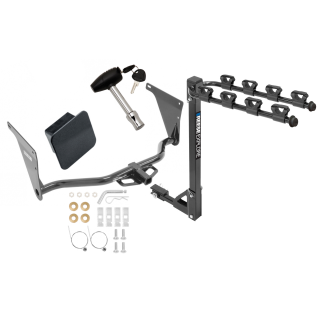 Trailer Tow Hitch w/ 4 Bike Rack For 13-19 Ford Escape Class 2 tilt away adult or child arms fold down carrier w/ Lock and Cover