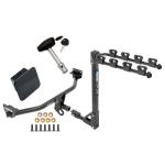Trailer Tow Hitch w/ 4 Bike Rack For 16-21 Hyundai Tucson Class 2 tilt away adult or child arms fold down carrier w/ Lock and Cover