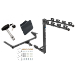 Trailer Tow Hitch w/ 4 Bike Rack For 17-23 Chrysler Pacifica 22-23 Grand Caravan 20-23 Voyager Class 2 tilt away adult or child arms fold down carrier w/ Lock and Cover