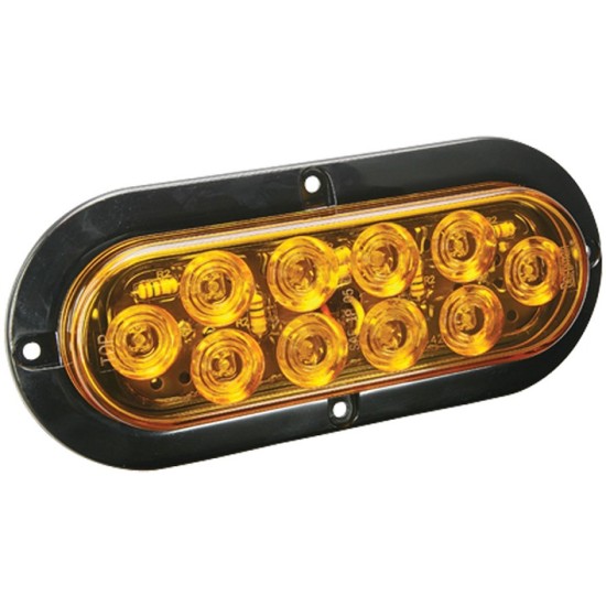 Wesbar LED Waterproof 6in Oval Surface Flange Mount Trailer Taillights w/Black Flange Base RV