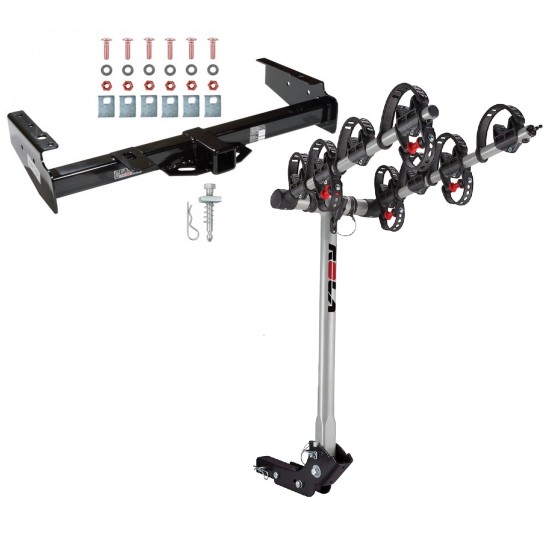 Trailer Tow Hitch For 92-00 Chevy GMC Suburban C/K 1500 2500 Yukon Denali Escalade Tahoe Blazer w/ 4 Bike Carrier Rack