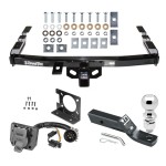 Trailer Hitch Package w/ Wiring For 99-07 Chevy Silverado GMC Sierra 1500 99-04 2500 LD w/ 2-5/16"" Ball 2" Drop Mount 7-Way Pin Blade RV Class 4