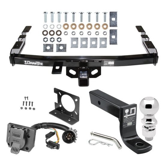 Trailer Hitch Package w/ Wiring For 99-07 Chevy Silverado GMC Sierra 1500 99-04 2500 LD w/ 2-5/16" Ball 4" Drop Mount 7-Way Pin Blade RV Class 4