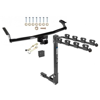 Trailer Tow Hitch w/ 4 Bike Rack For 01-06 Hyundai Santa Fe tilt away adult or child arms fold down carrier w/ Lock and Cover