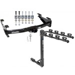 Trailer Tow Hitch w/ 4 Bike Rack For 01-07 Chevy Silverado GMC Sierra 2500HD 3500 Classic tilt away adult or child arms fold down carrier