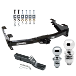 Trailer Tow Hitch For 01-07 Chevy Silverado GMC Sierra 2500 HD 3500 Receiver w/ 1-7/8" and 2" Ball