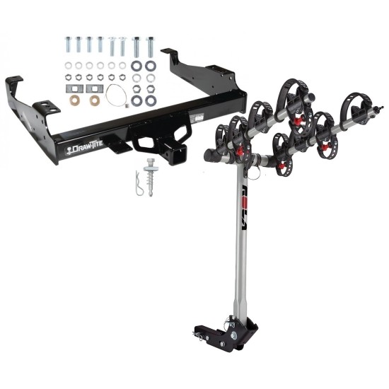 Trailer Tow Hitch For 99-23 F-450 F-550 99-00 F-350 w/ 4 Bike Carrier Rack