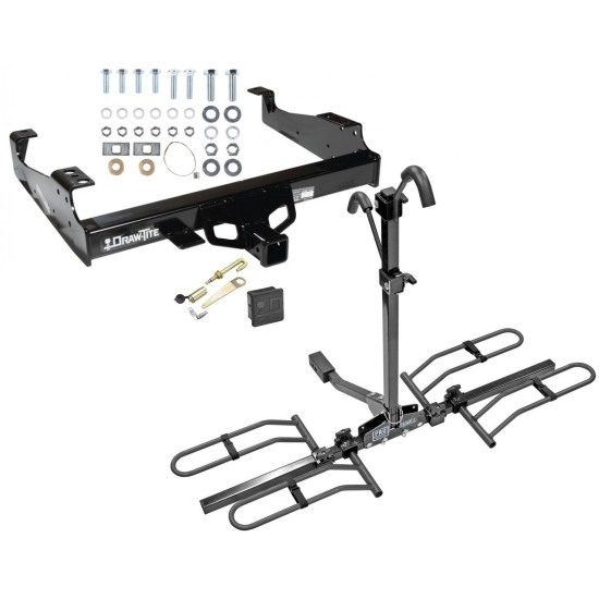 Trailer Tow Hitch For 99-23 F-450 F-550 99-00 F-350 Platform Style 2 Bike Rack Hitch Lock and Cover